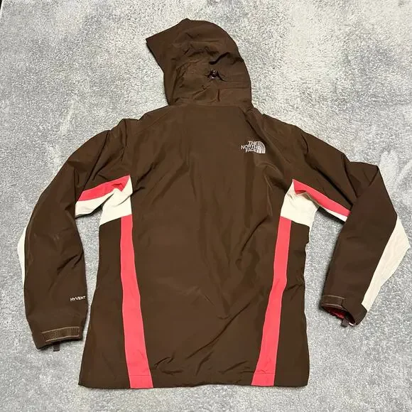 The North Face Coat Womens Medium Hyvent 3 in 1 Ski Winter Hooded Jacket Brown - Picture 4 of 11